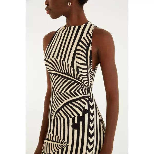 VESTIDO MIDI LISTRA TROPICAL 