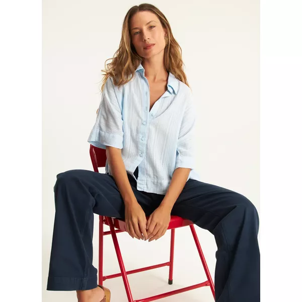 CAMISA ALGODÃO ONDAS AZUL 