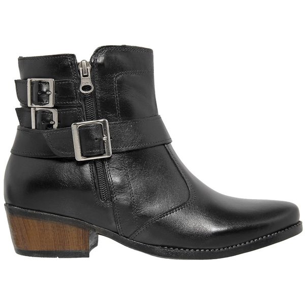Bota Feminina Confort em Couro Legítimo com Zíper - Preto