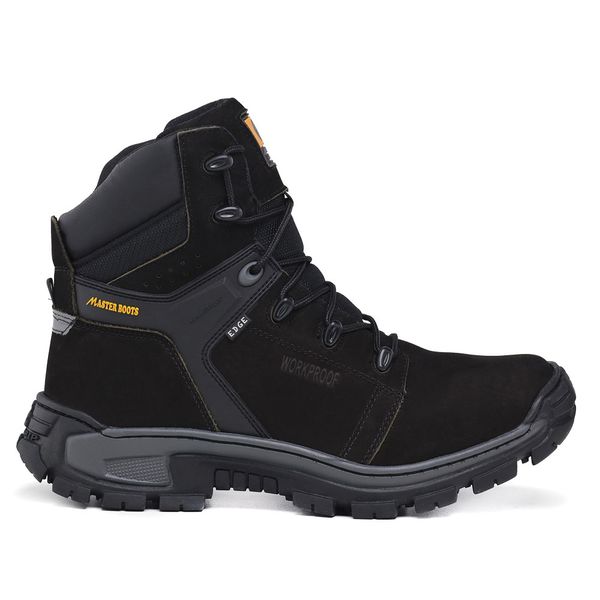 Bota Coturno Adventure Confort Edge em Couro Legítimo Palmilha em Gel com C.A Preto