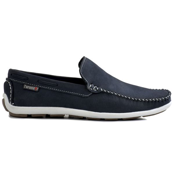 Mocassim Drive Masculino Em Couro Nobuck Azul