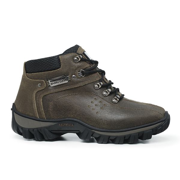 Coturno Adventure Confort em Couro Palmilha Gel - Oliva
