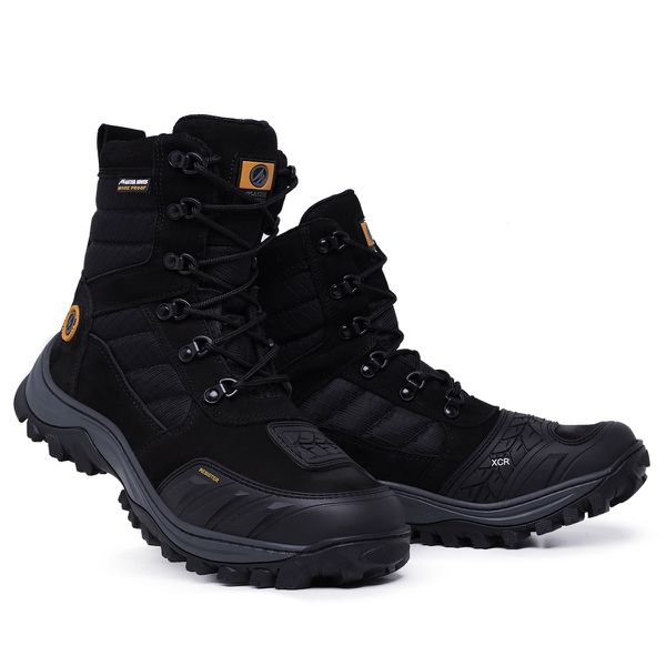 Bota Cano Alto Bota Preta De Couro Masculina Bota Adventure - Main Image