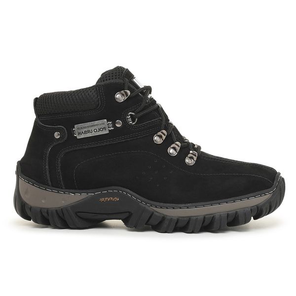 Coturno Adventure Confort em Couro Palmilha em Gel - Preto