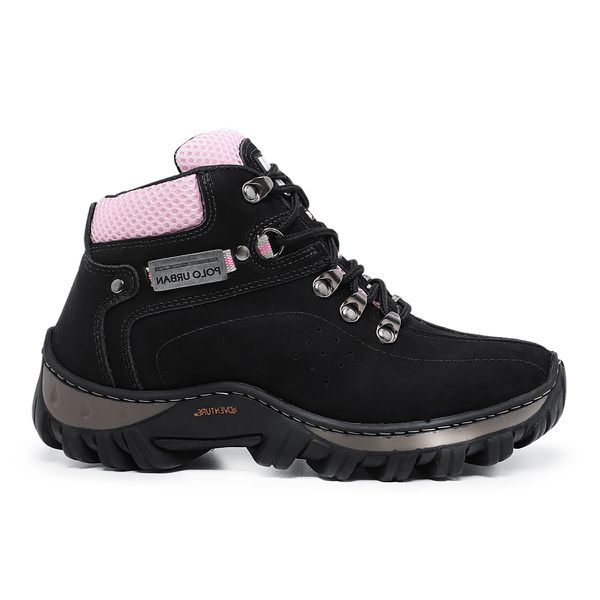 Coturno Adventure Confort Feminino em Couro - Preto