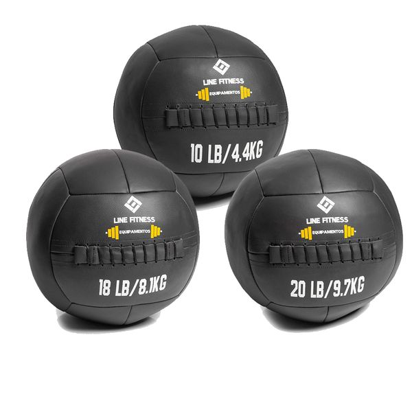 Kit Wall Ball 4 Kg - 8 Kg - 10 Kg em Couro