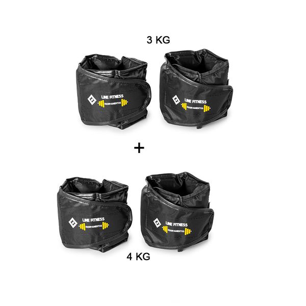 Kit 1 Par de Caneleiras 3KG + 1 Par de Caneleiras 4KG