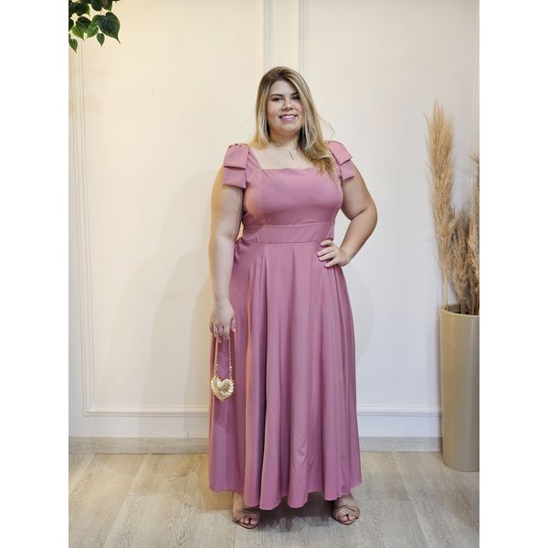 VESTIDO ALFAIATARIA LAÇO ROSA QUEIMADO