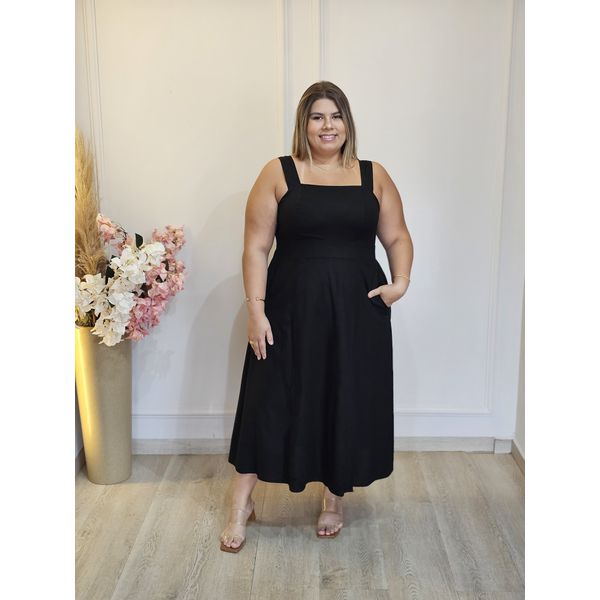VESTIDO ALÇA LINHO PRETO 