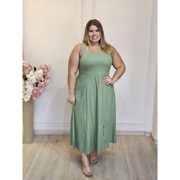VESTIDO ALÇA LINHO PISTACHE