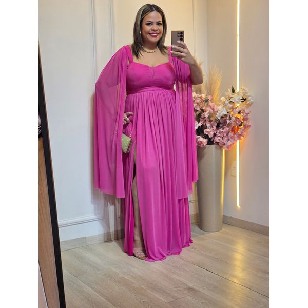 VESTIDO DE FESTA LONGO GLAMOUR FUCSIA