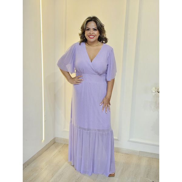 VESTIDO ELLEGANCE EM TULE LAVANDA BRILHO
