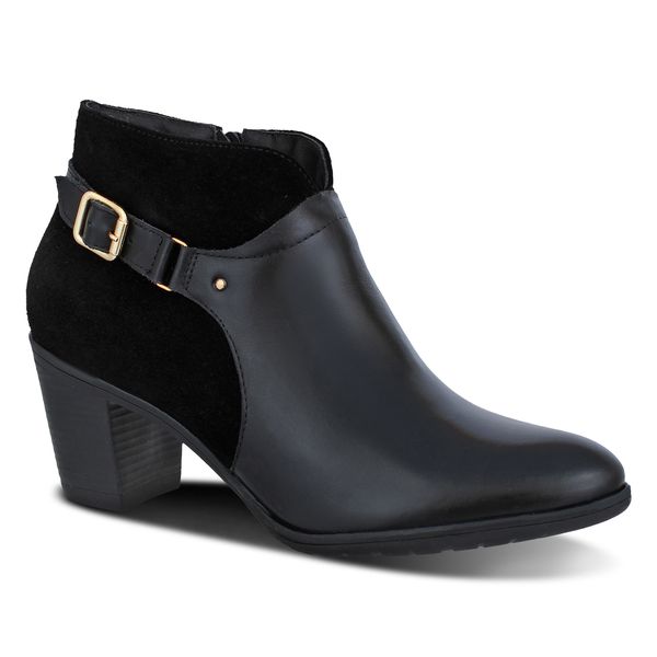 Ankle Boot Couro com Ziper Feminina Alto 11cm Cores Preto Tamanho 34