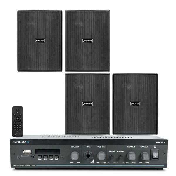 KIT SOM SLIM 1600 + 2 PARES PS200 PRETA