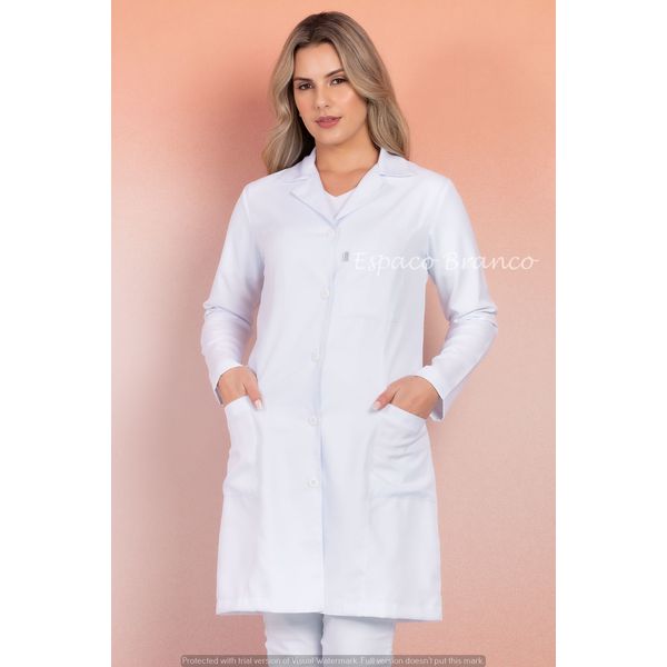 Jaleco Feminino Acinturado em Microfibra Gola Blazer - Manga Longa 