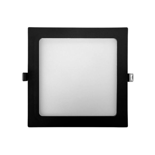 Plafon Painel Led Embutir Quad 18w 22cm Biv 3000K Preto Opus