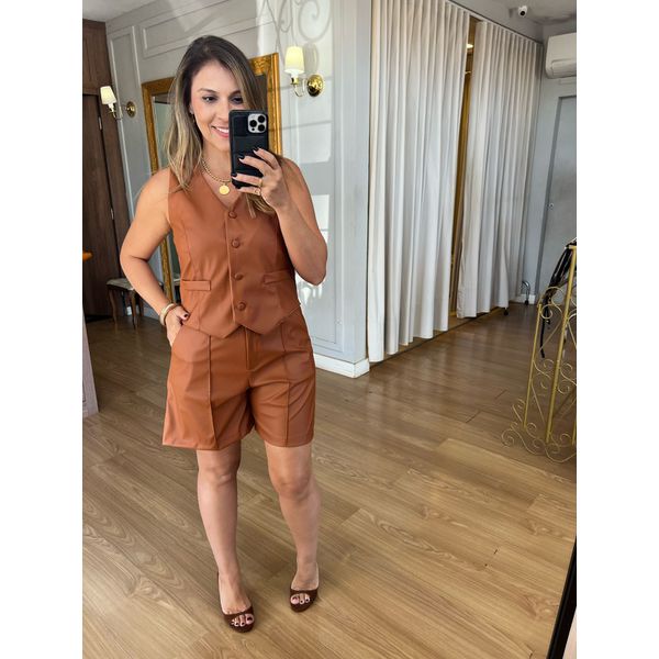 CONJUNTO COURO ECO - CARAMELO - Espasso Bela | Moda Feminina