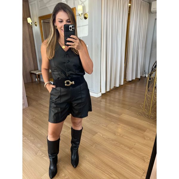 CONJUNTO COURO ECO - PRETO - Espasso Bela | Moda Feminina