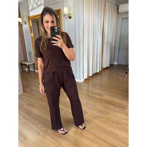 CONJUNTO CALÇA CIBELE - MARROM - Espasso Bela | Moda Feminina