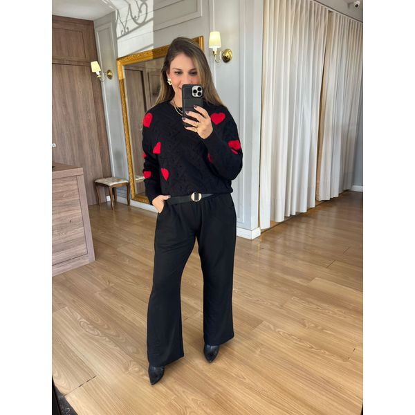 TRICOT CORAÇÃO - PRETO 