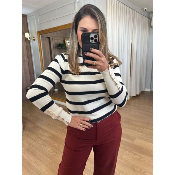TRICO HELO - LISTRADO P/B - Espasso Bela | Moda Feminina