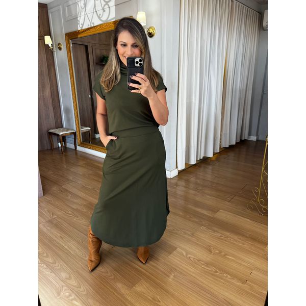 CONJUNTO EM MALHA MOLETINHO ALINE - VERDE MILITAR - Espasso Bela | Moda Feminina