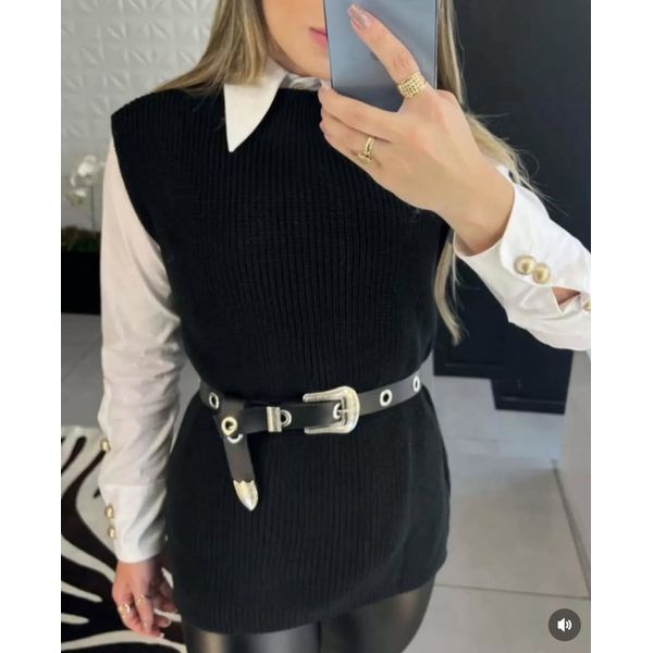 COLETE TRICO LISO - PRETO - Espasso Bela | Moda Feminina
