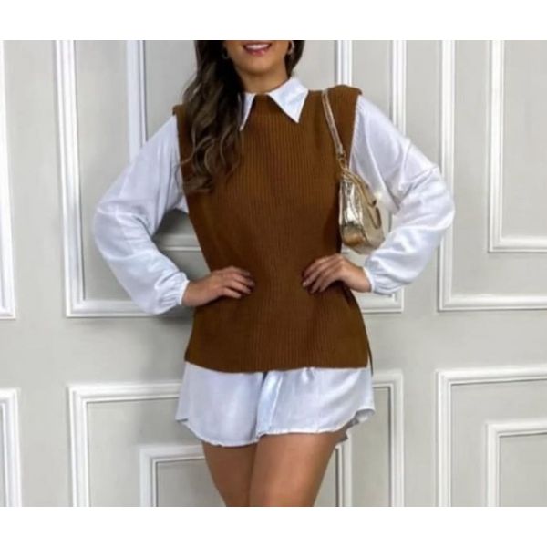 COLETE TRICO LISO - CARAMELO - Espasso Bela | Moda Feminina