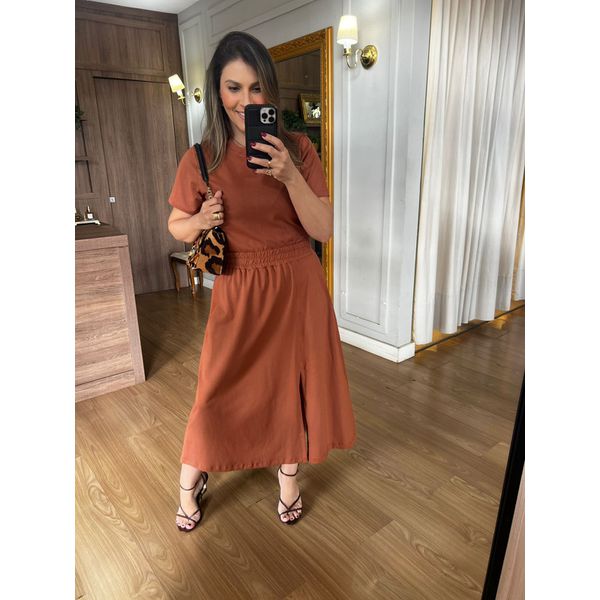 CONJUNTO EM MALHA MOLETINHO LUANA - CARAMELO - Espasso Bela | Moda Feminina