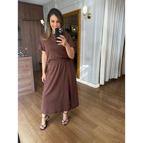 CONJUNTO EM MALHA MOLETINHO LUANA - MARROM - Espasso Bela | Moda Feminina