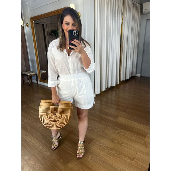 CONJUNTO SHORT E CAMISA 100% ALGODÃO MARIA - OFF - Espasso Bela | Moda Feminina