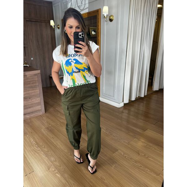 CALÇA EM SARJA - VERDE MILITAR - Espasso Bela | Moda Feminina