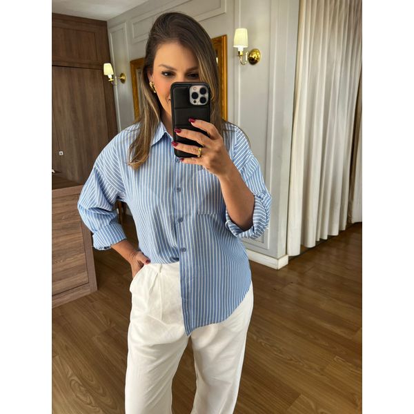 CAMISA LISTRADA - AZUL CLARO - Espasso Bela | Moda Feminina