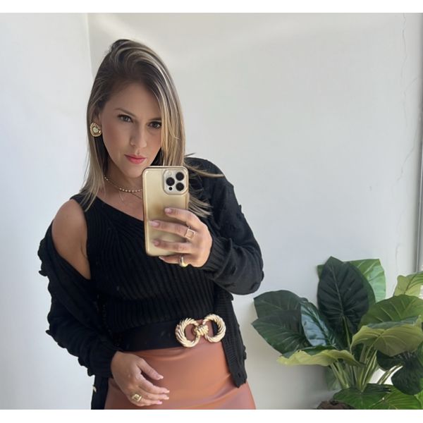 CINTO ELASTICO - PRETO COM BOTOES DOURADOS - Espasso Bela | Moda Feminina