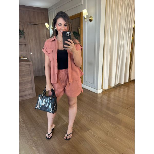 CONJUNTO PAOLA 100% ALGODÃO -ROSA QUEIMADO