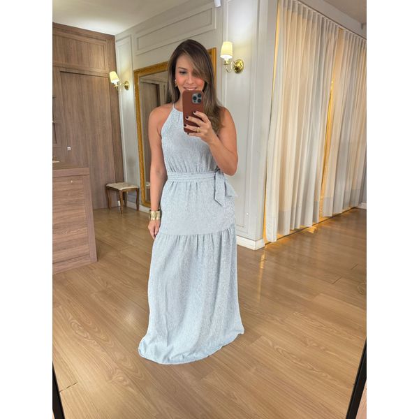 VESTIDO CREPE FLEX - LISTRADO AZUL