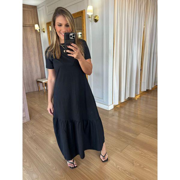 VESTIDO ALICE MALHA ALGODÃO - PRETO - Espasso Bela | Moda Feminina