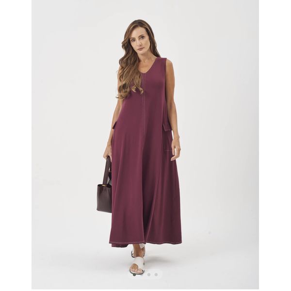 VESTIDO FRIDA EM MOLETINHO COM PRESPONTO - MARSALA