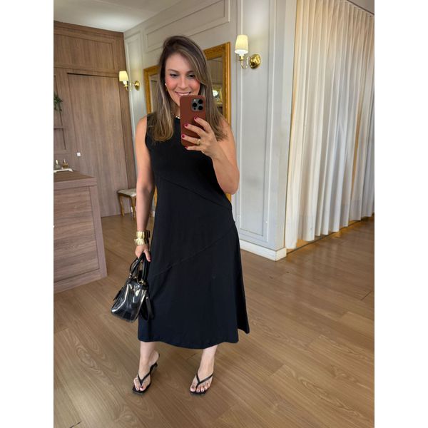 VESTIDO MALHA DE ALGODÃO JOANA - PRETO