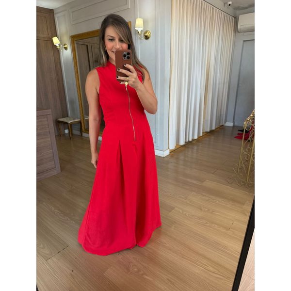 VESTIDO ZIPER FRENTE - VERMELHO