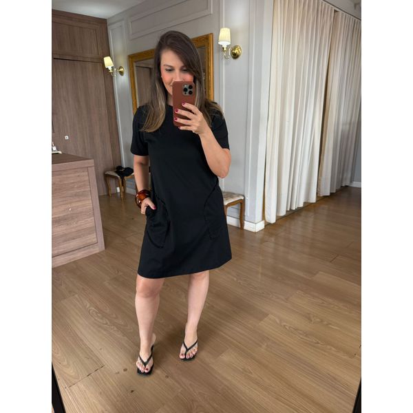 VESTIDO MALHA DE ALGODÃO AURI- PRETO 