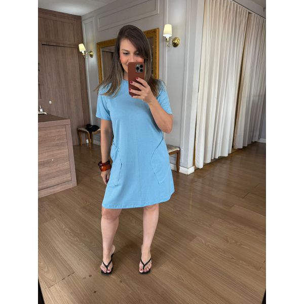 VESTIDO MALHA DE ALGODÃO AURI- AZUL CANDY