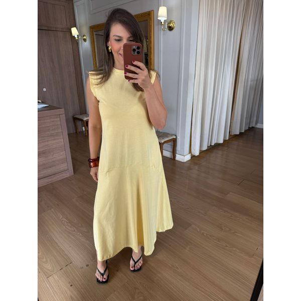 VESTIDO MALHA DE ALGODÃO DÉBORA - AMARELO