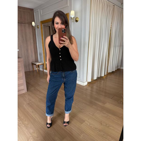 REGATA EM TRICO MODAL - PRETA