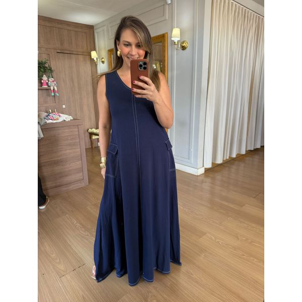 VESTIDO FRIDA EM MOLETINHO COM PRESPONTO - AZUL