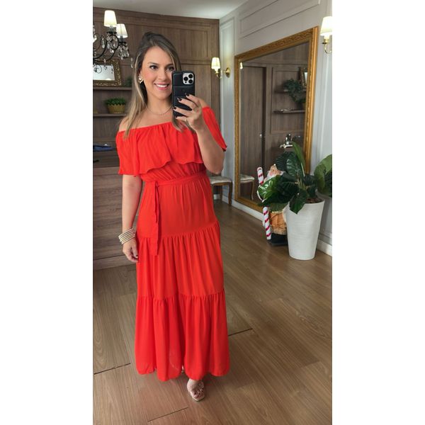 VESTIDO CAMILA VERMELHO TOMATE Espasso Bela Moda Feminina