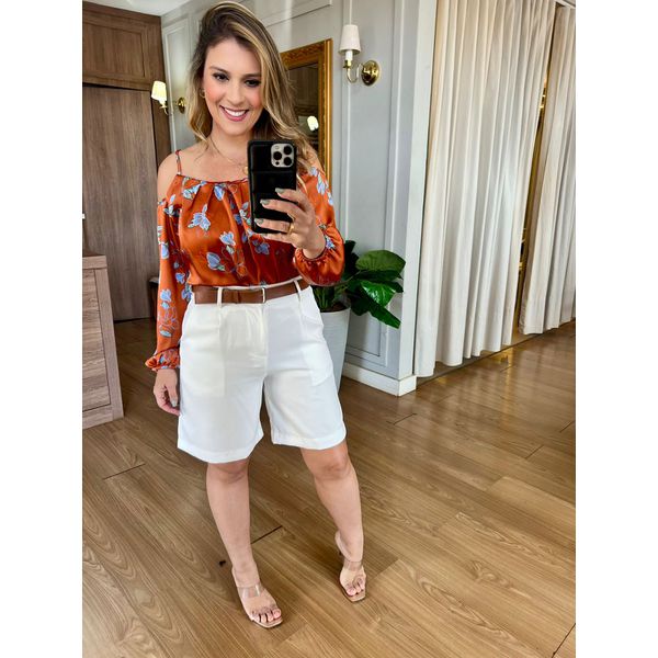 BLUSA CIGANINHA FLORAL - TERRACOTA