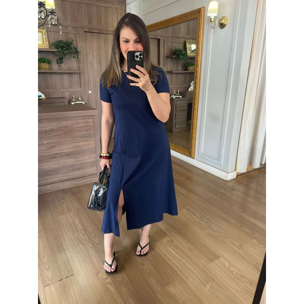 VESTIDO FENDA - MARINHO