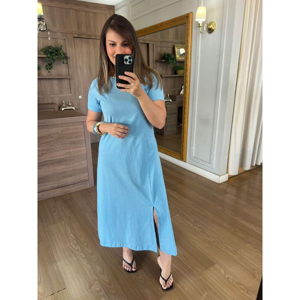 VESTIDO FENDA - AZUL CANDY