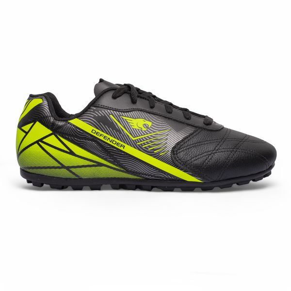 Chuteira Defender Society Adulto - Preto/Amarelo